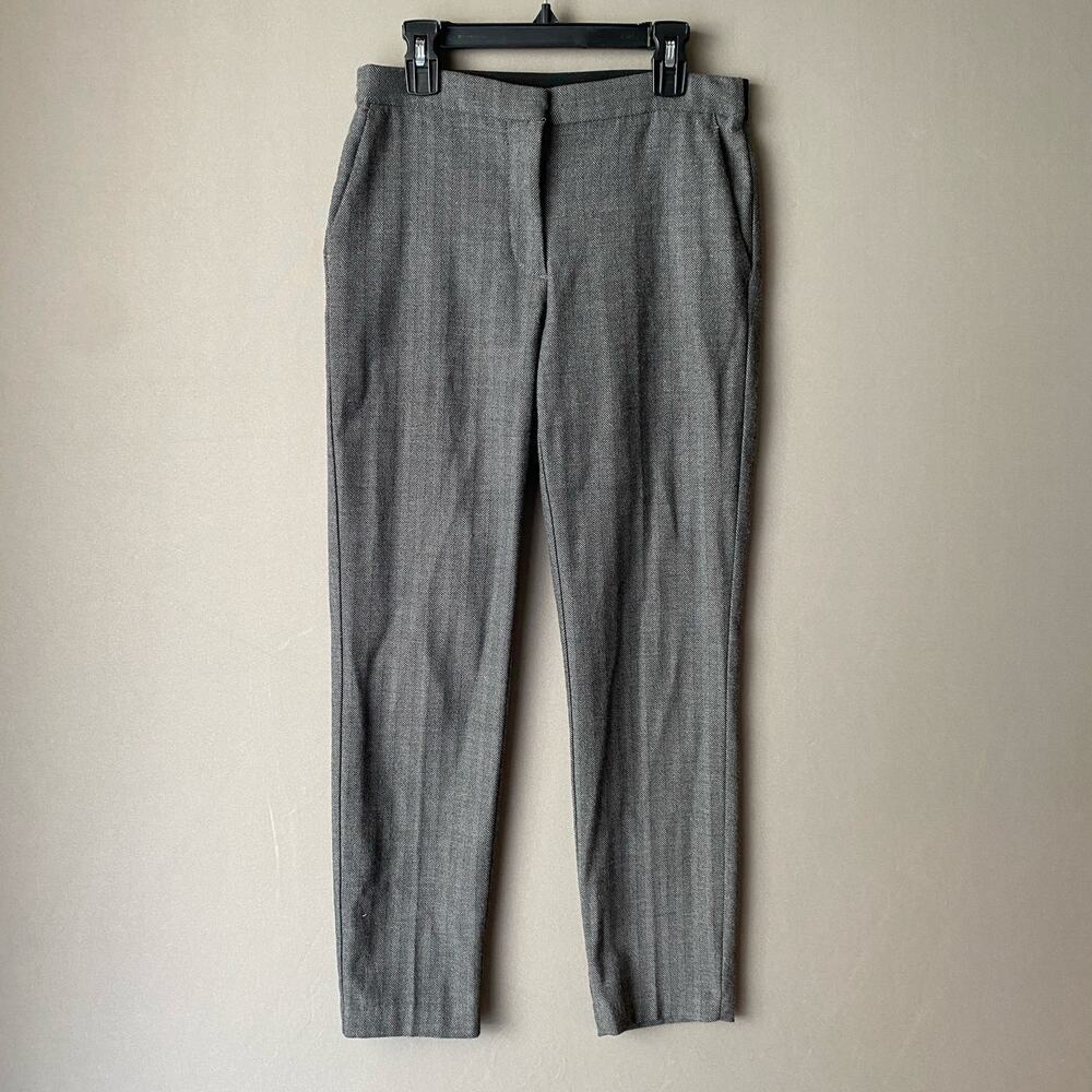 Zara‎ Cotton Herringbone Academia Office Siren Tapered Ankle Pants Small Gray